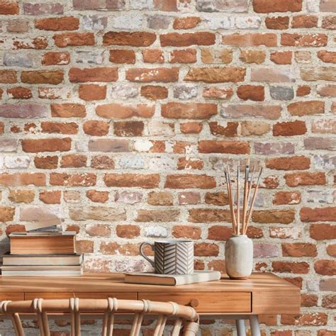 creation  woven tapet bos sten tapet mursten tapet rod