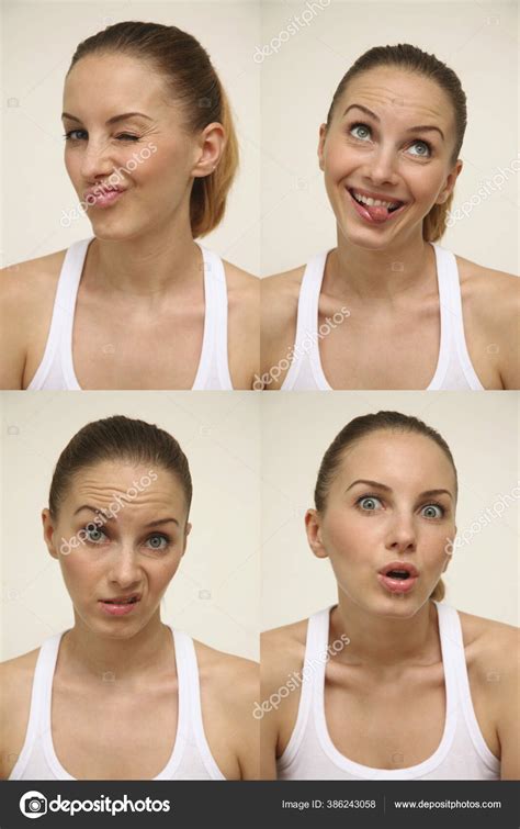 Woman Various Facial Expressions Stock Photo by ©image_hit 386243058