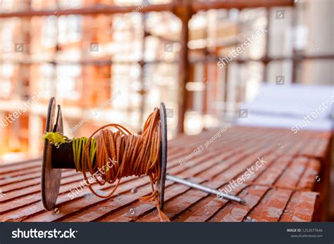 spool construction string    stock photo