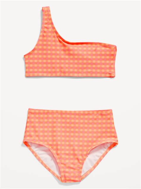 Old Navy - Printed One-Shoulder Bikini Swim Set for Girls multi