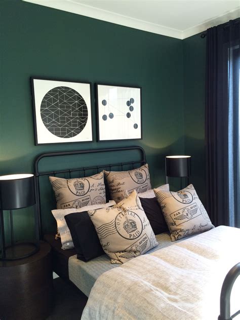 PHOTO 8: Forest green paint used on all walls in this bedroom. Dark ...