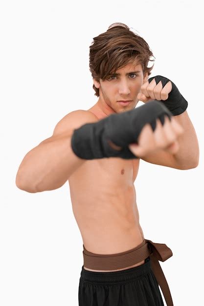 martial arts fighter  fighting pose premium photo