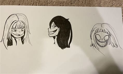 Slit-Mouth Woman expression drawings for a school project. Any tips