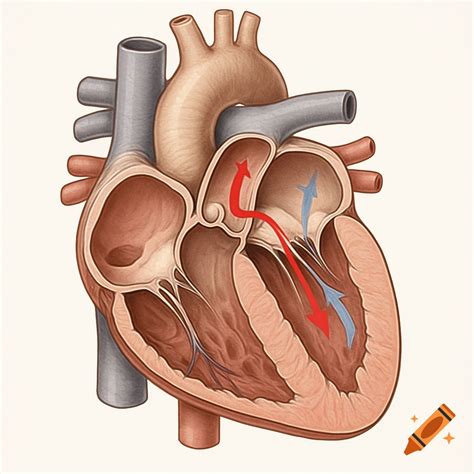 simple  anatomical diagram   human heart showing chambers