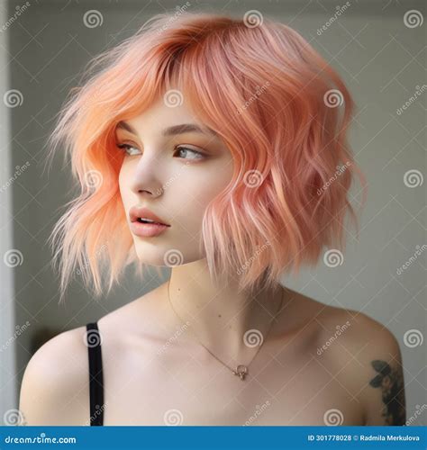 A Woman with Hair Color in the Peach Fuzz Stock Illustration