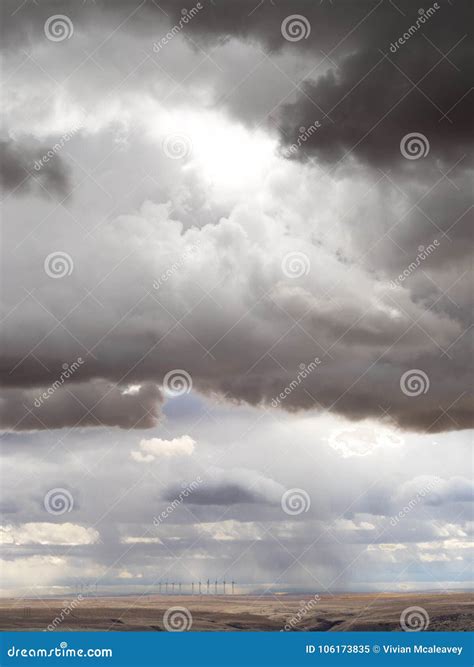 Storm Clouds with Wind Turbines Stock Image - Image of power, dramatic