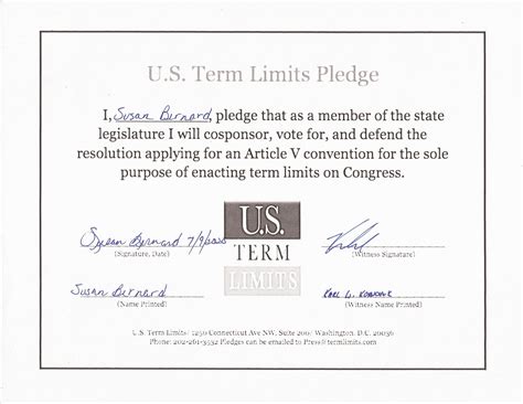 Sue Bernard Pledges to Support Congressional Term Limits - U.S. Term Limits