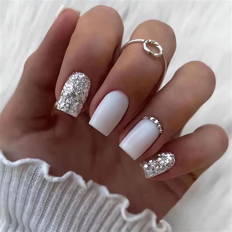 Acrylic Nails With Simple Rhinestones