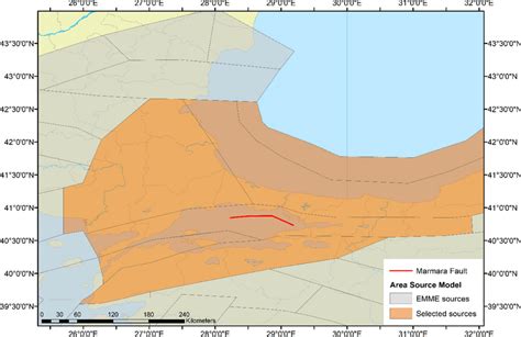 area source model  fault source model utilized   ergodic