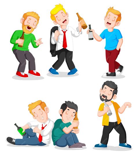 Borrachos en diferentes situaciones. | Vector Premium