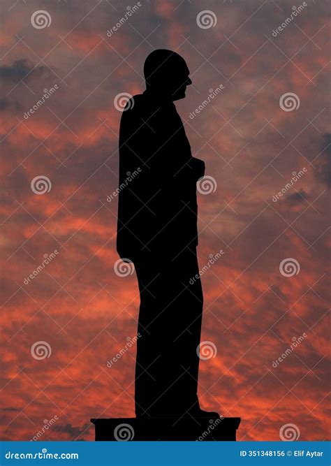 National Pride: Ataturk Statue Framed by Turkish Flags Stock Photo