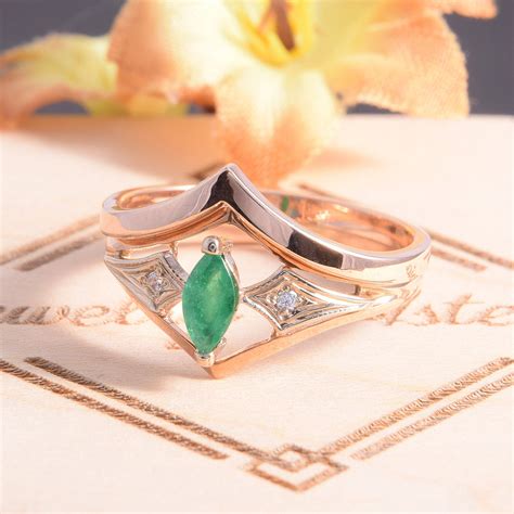 Emerald rings set Wedding rings set Bridal rings set Gold | Etsy