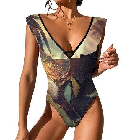 Eagle with American Flag Swimsuit Sets Women's Swimwear Summer One