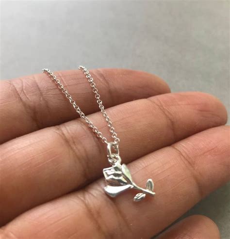rose necklace silver rose necklace  mom necklace rose etsy cat