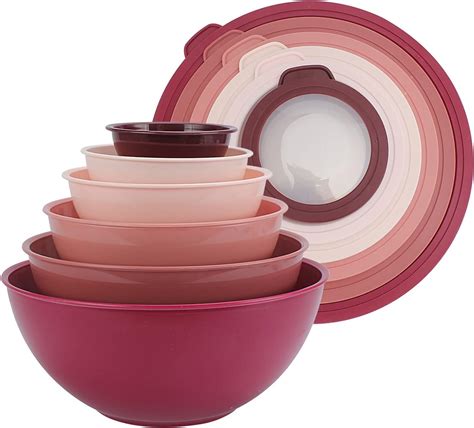 buy cook  color mixing bowls  tpr lids  piece plastic
