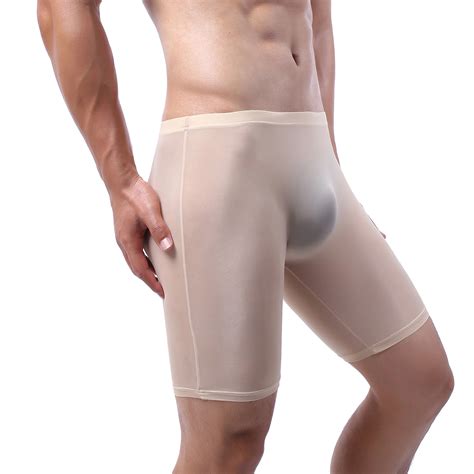 CLEVER-MENMODE-Long-Boxers-Men-Underwear-Sexy-Ice-Silk-Sheer-Long-Leg