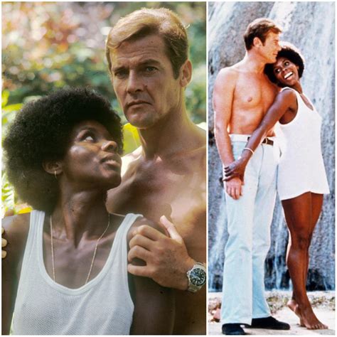 Roger Moore and Gloria Hendry for the 1973 James Bond feature 'Live and