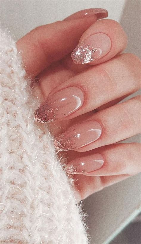 Light Pink Nail with Glitter Tips