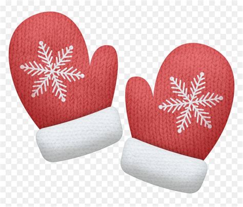 Pair Of Knitted Christmas Mittens Isolated On White Background - Clip ...