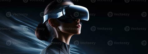 Illustration of a person wearing a virtual reality VR headset, AI