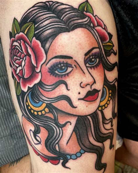 traditional lady tattoo