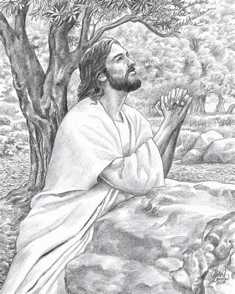 Jesus in the Garden at Gethsemane | Jesus drawings, Jesus christ