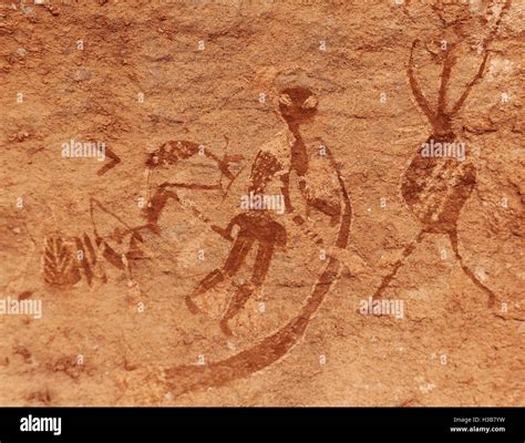 Famous prehistoric rock paintings of Tassili N'Ajjer, Algeria Stock ...