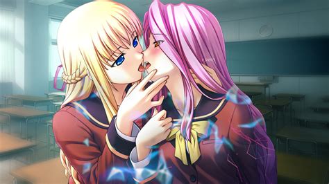 anime hentai girls lesbians yuri kissing schoolgirl playmat game mat