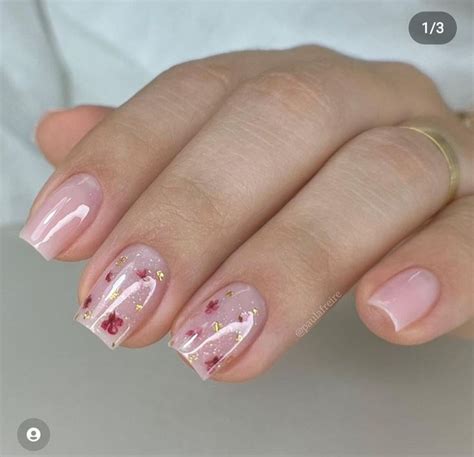Unha Quadrada Curta Decorada - Unha de gel quadrada decorada: ideias únicas e delicadas para se inspirar