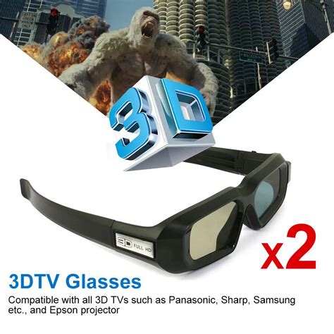 2pcs Active Shutter 3D Glasses for Universal DLP Link Projector Sharp ...