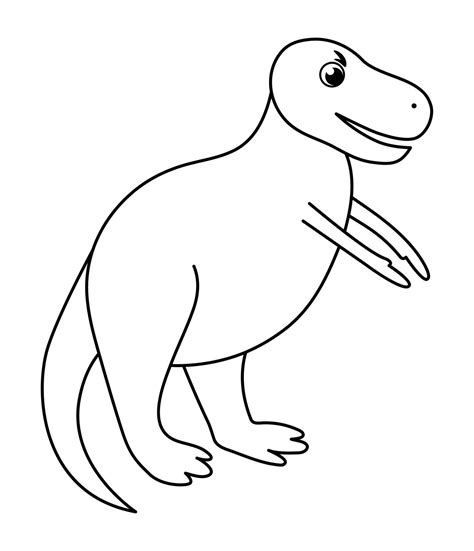Vector cute dinosaur line icon isolated on white background. Funny
