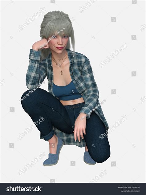 Full Body Portrait Elle Beautiful Young Stock Illustration 2145246441