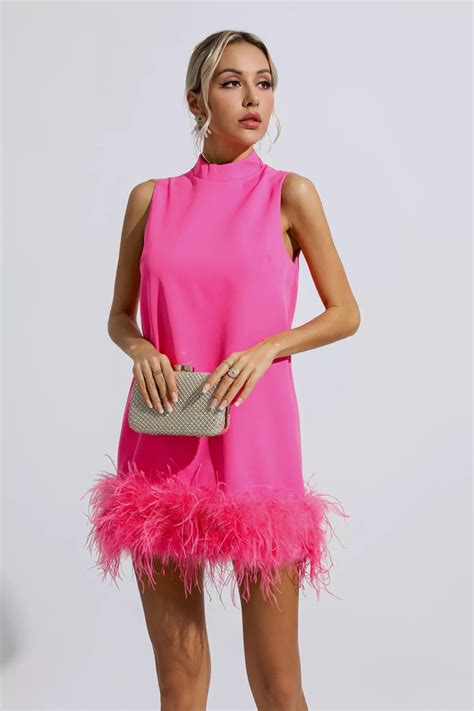 Hope Pink Feather Mini Dress