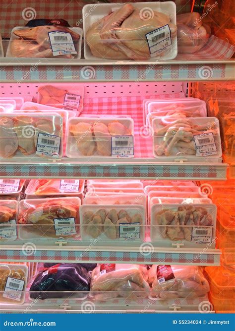 Meat, Supermarket, Butcher. Packets Of Meat At The Supermarket. Meat