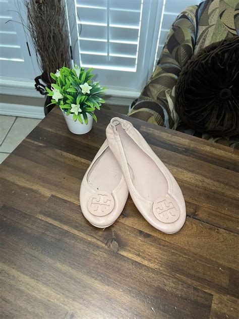 Tory Burch NUDE Logo Leather Reva Ballet Slip On Tra… - Gem