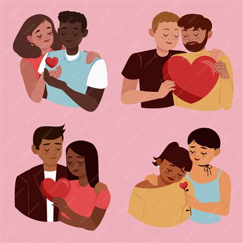 Premium Vector | Heterosexual and homosexual couples illustrated