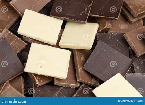 Dark, Milk and White Chocolate Pieces Stock Photo - Image of black, ingredient: 321492326