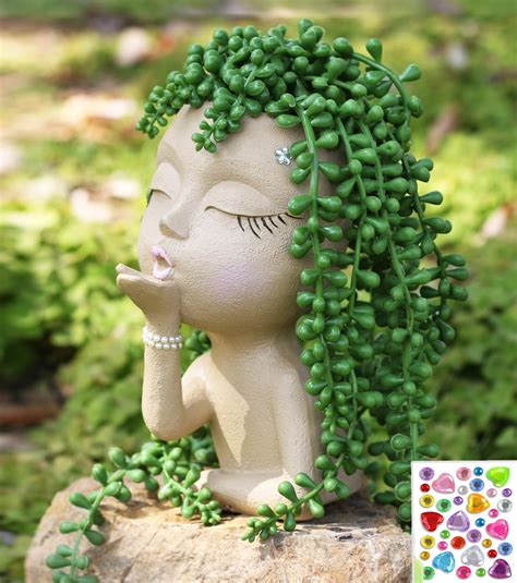 Amazon.com: Newman House Studio Head Planter Girl Sculpture Large Face