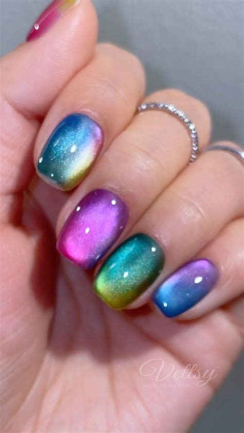 Vettsy on Instagram: "🍭Rainbow Candy Cat Eye Nail Trend Alert 🍭 Your ...