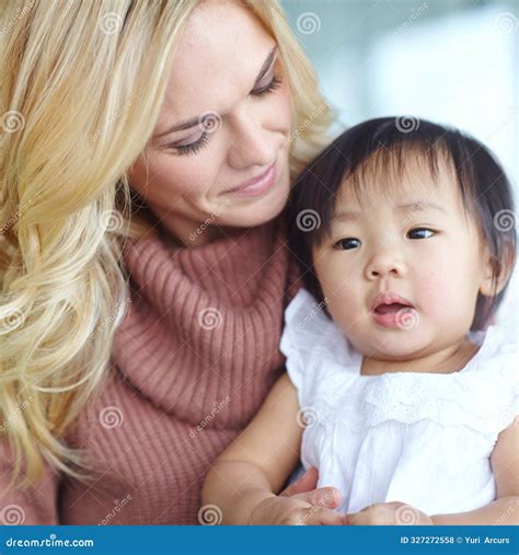 Love, Mom and Foster Baby in Home for Care, Support and Family Bonding