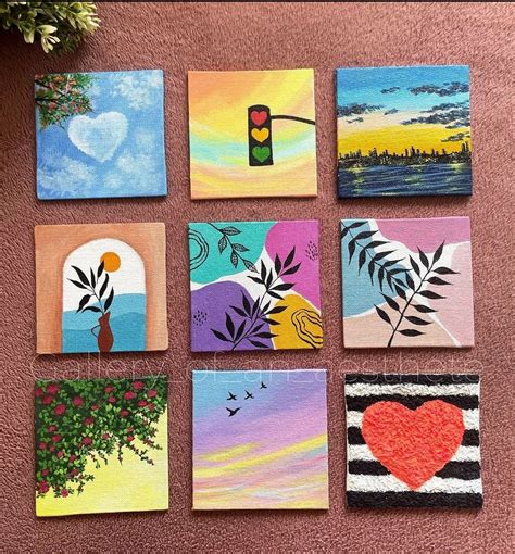 small canvas painting ideas  mini canvas painting ideas square