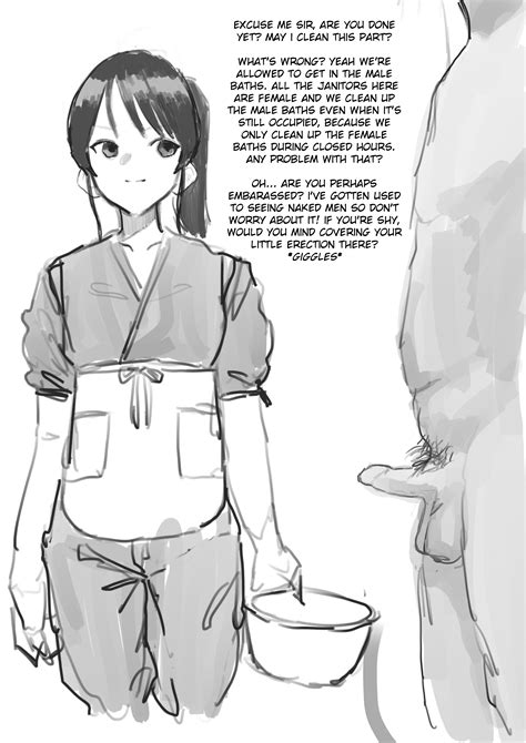 Rule 34 - age difference bathroom cfnm cleaning tool clothed female