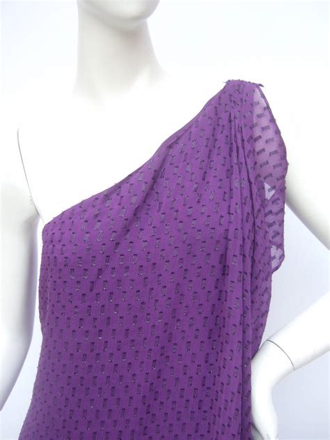 Halston Heritage Violet Silk One Shoulder Dress US Size 8 at 1stDibs
