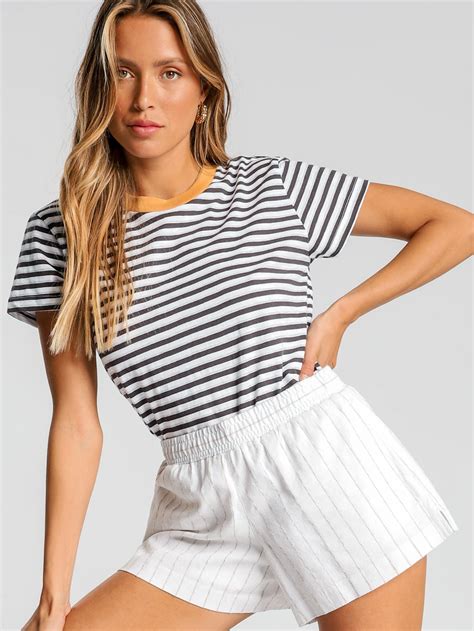 Nude Lucy Delmar Crop T-Shirt Multi Stripe | Glue Store