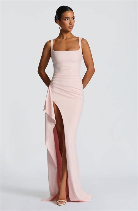 Elegant Pink Maxi Dress - Katana Maxi Dress - Blush by Babyboo Fashion