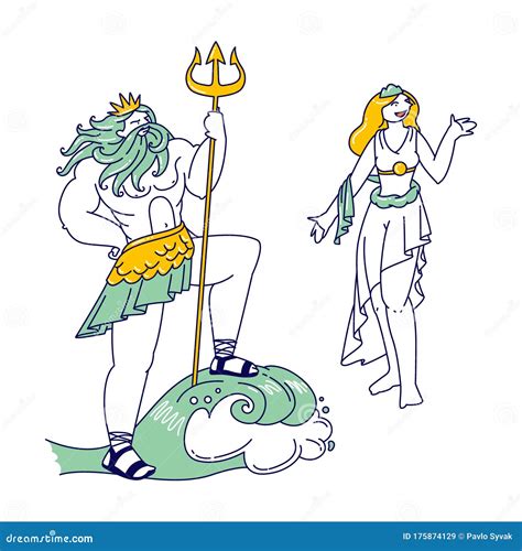 Olympic Gods Poseidon or Neptune Wearing Crown and Trident, God of Sea