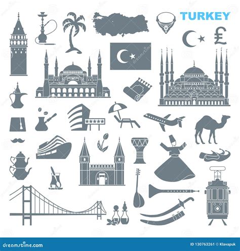 Set of Country Turkey Culture and Traditional Symbols. Collection of