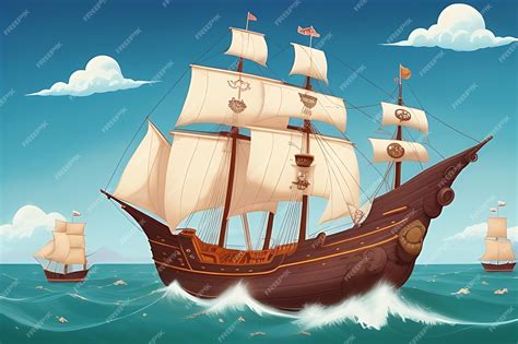 A cartoon of a ship with a sail and the words ship on the bottom ...