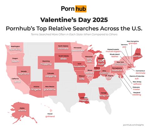pornhubs top pre valentines day searches  state check   map