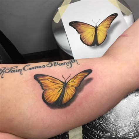 3D Yellow Butterfly Tattoo - werohmedia